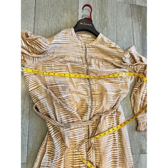 ULLA JOHNSON ‘FIORA’ beige STRIPED DRESS Size 6 - Picture 10 of 12